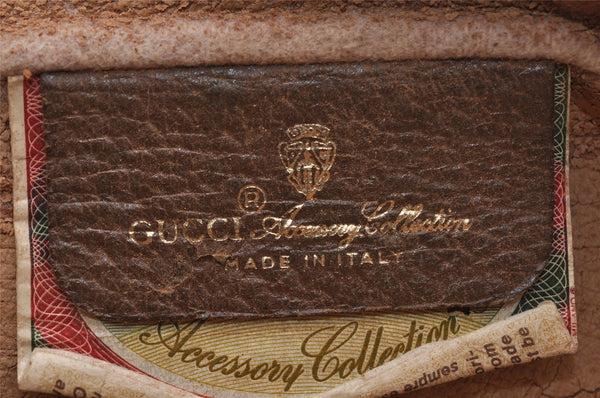 Authentic GUCCI Web Sherry Line Clutch Hand Bag Purse GG PVC Leather Brown 0988I