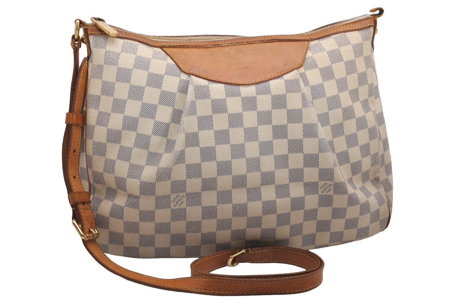 Authentic Louis Vuitton Damier Azur Siracusa MM N41112 Shoulder Bag Junk 0988J