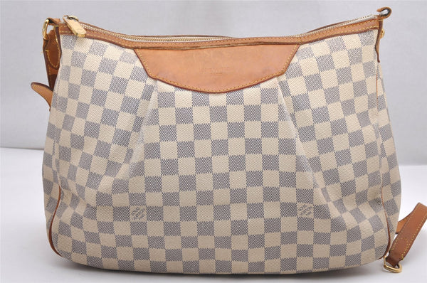 Authentic Louis Vuitton Damier Azur Siracusa MM N41112 Shoulder Bag Junk 0988J