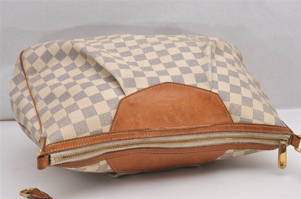 Authentic Louis Vuitton Damier Azur Siracusa MM N41112 Shoulder Bag Junk 0988J
