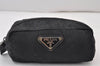 Authentic PRADA Vintage Nylon Leather Pouch Purse Black 0988K