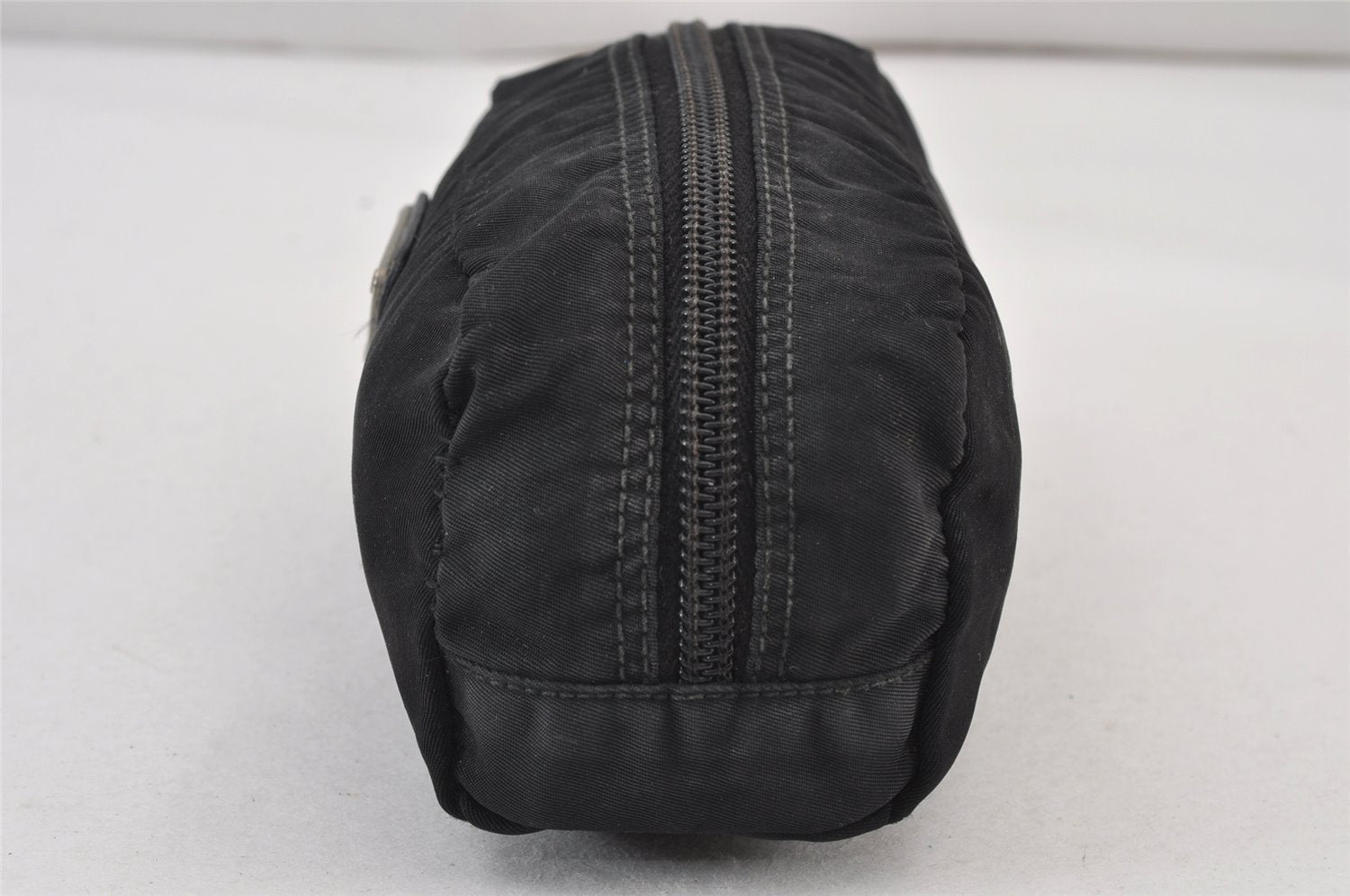 Authentic PRADA Vintage Nylon Leather Pouch Purse Black 0988K