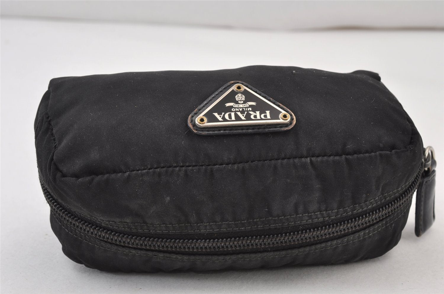 Authentic PRADA Vintage Nylon Leather Pouch Purse Black 0988K