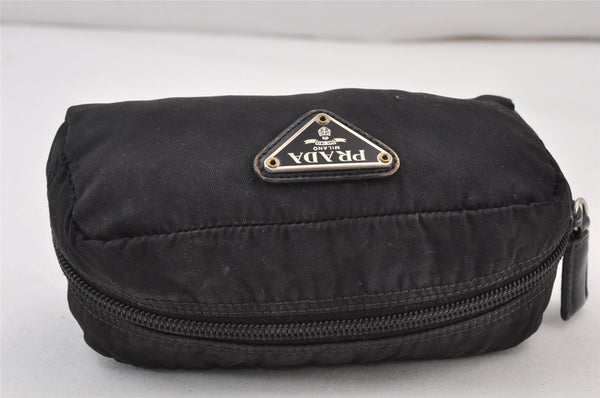 Authentic PRADA Vintage Nylon Leather Pouch Purse Black 0988K
