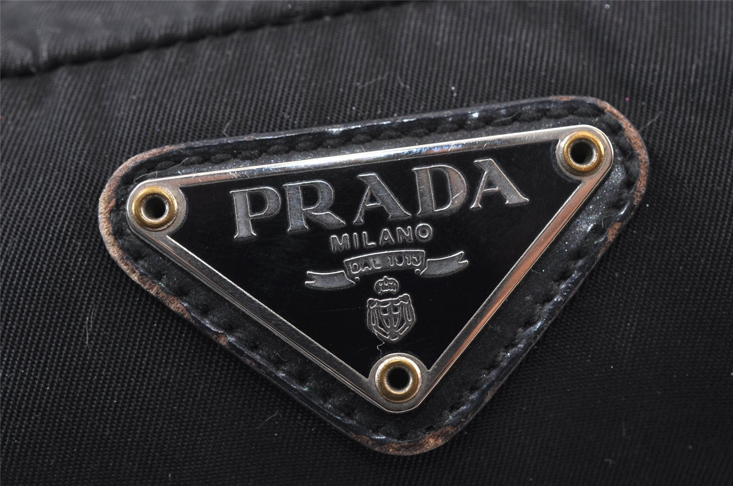 Authentic PRADA Vintage Nylon Leather Pouch Purse Black 0988K