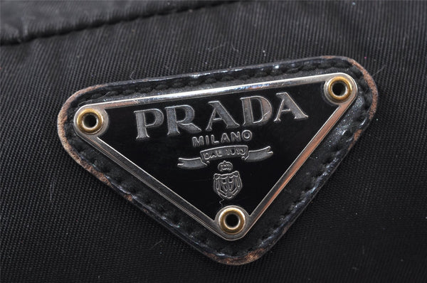 Authentic PRADA Vintage Nylon Leather Pouch Purse Black 0988K