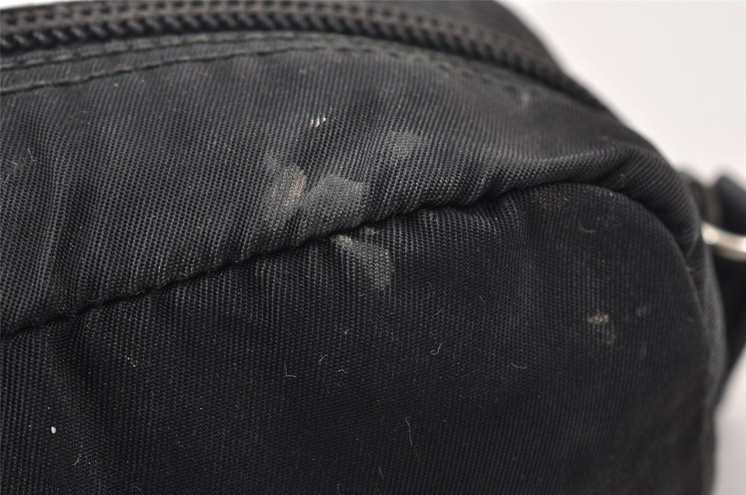 Authentic PRADA Vintage Nylon Leather Pouch Purse Black 0988K