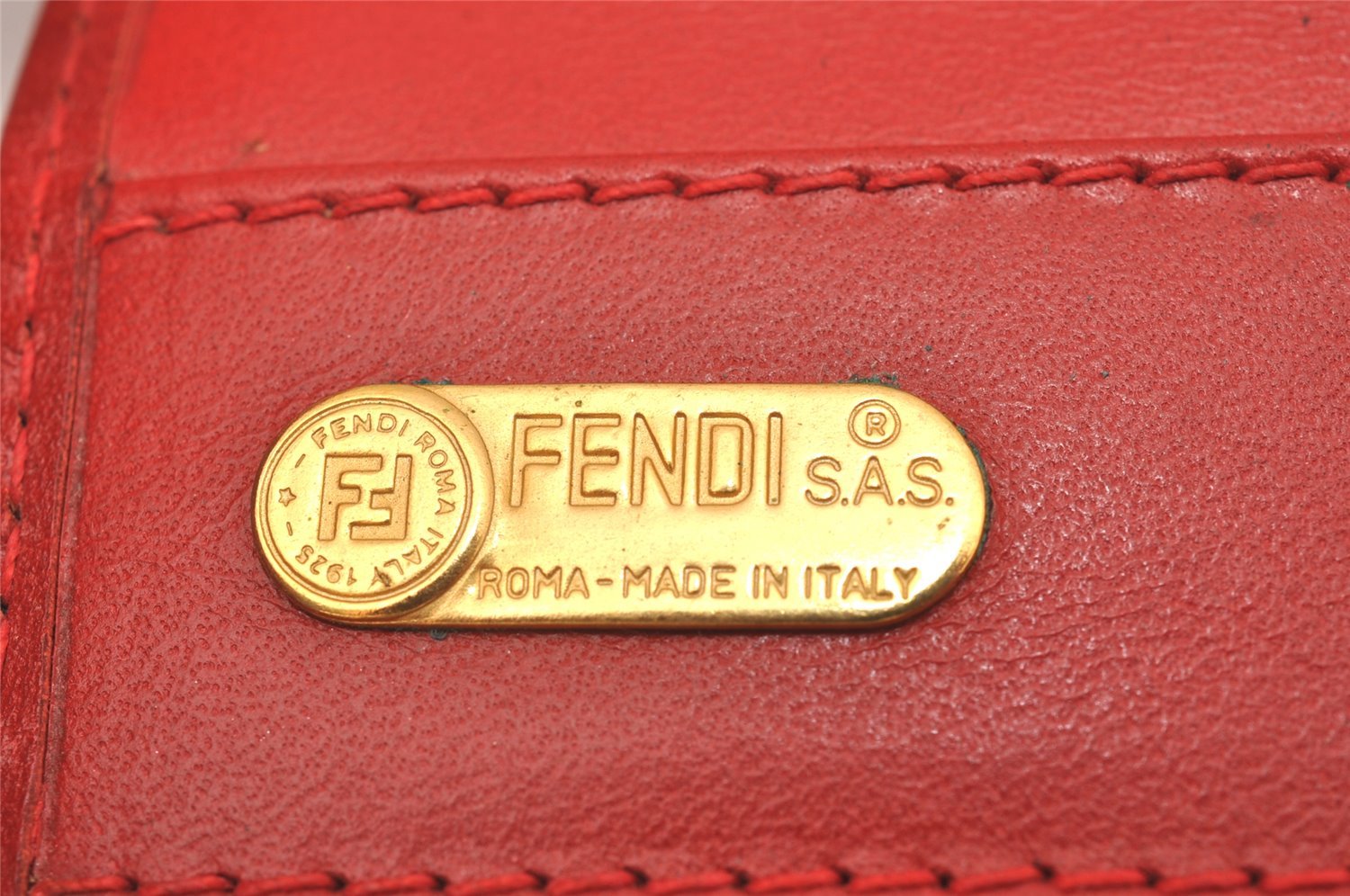 Authentic FENDI Leopard Accessory Pouch Purse Canvas Leather Brown Red 0990I