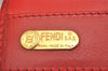 Authentic FENDI Leopard Accessory Pouch Purse Canvas Leather Brown Red 0990I