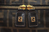 Authentic FENDI Vintage Zucca Boston Travel Bag Nylon Leather Brown Black 0991J