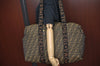 Authentic FENDI Vintage Zucca Boston Travel Bag Nylon Leather Brown Black 0991J