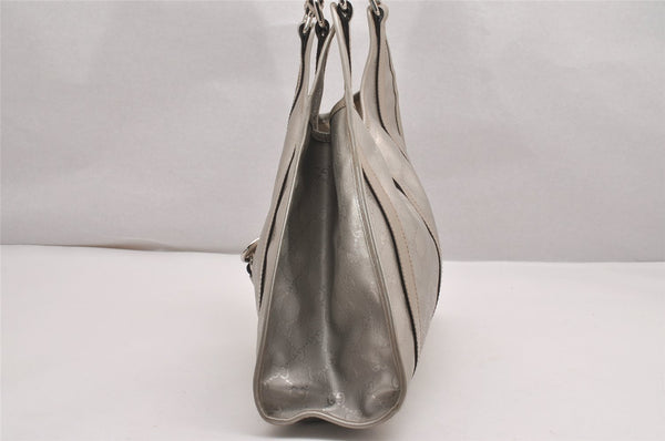 Authentic GUCCI GG Imprime Joy Shoulder Bag GG PVC Leather 203494 Silver 0992J