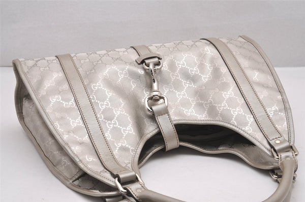 Authentic GUCCI GG Imprime Joy Shoulder Bag GG PVC Leather 203494 Silver 0992J