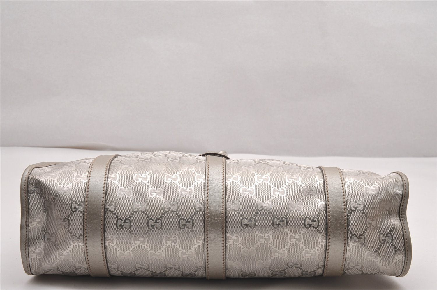 Authentic GUCCI GG Imprime Joy Shoulder Bag GG PVC Leather 203494 Silver 0992J