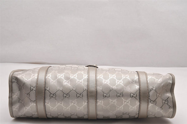 Authentic GUCCI GG Imprime Joy Shoulder Bag GG PVC Leather 203494 Silver 0992J