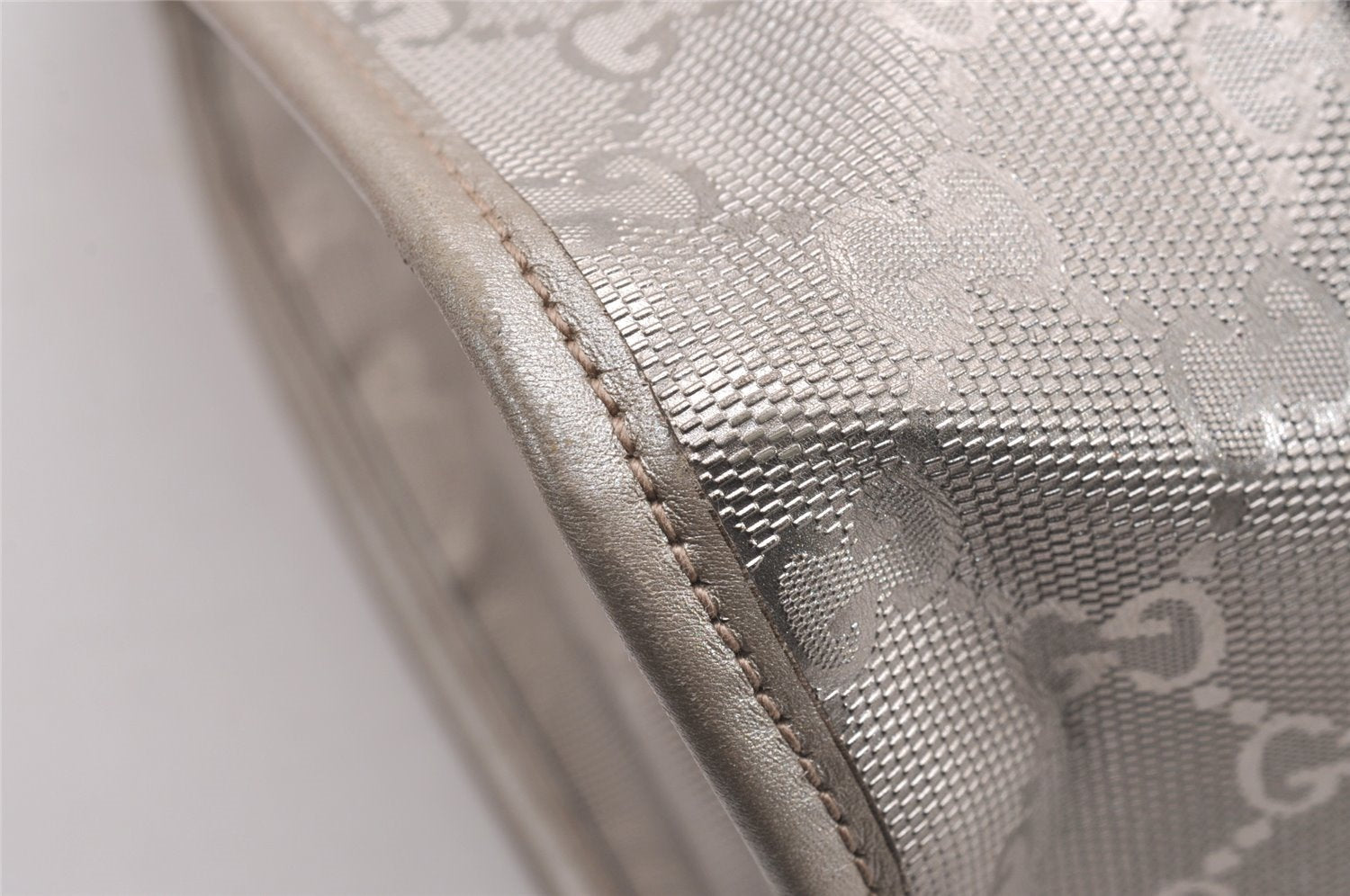 Authentic GUCCI GG Imprime Joy Shoulder Bag GG PVC Leather 203494 Silver 0992J