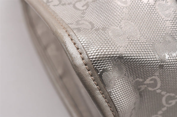 Authentic GUCCI GG Imprime Joy Shoulder Bag GG PVC Leather 203494 Silver 0992J