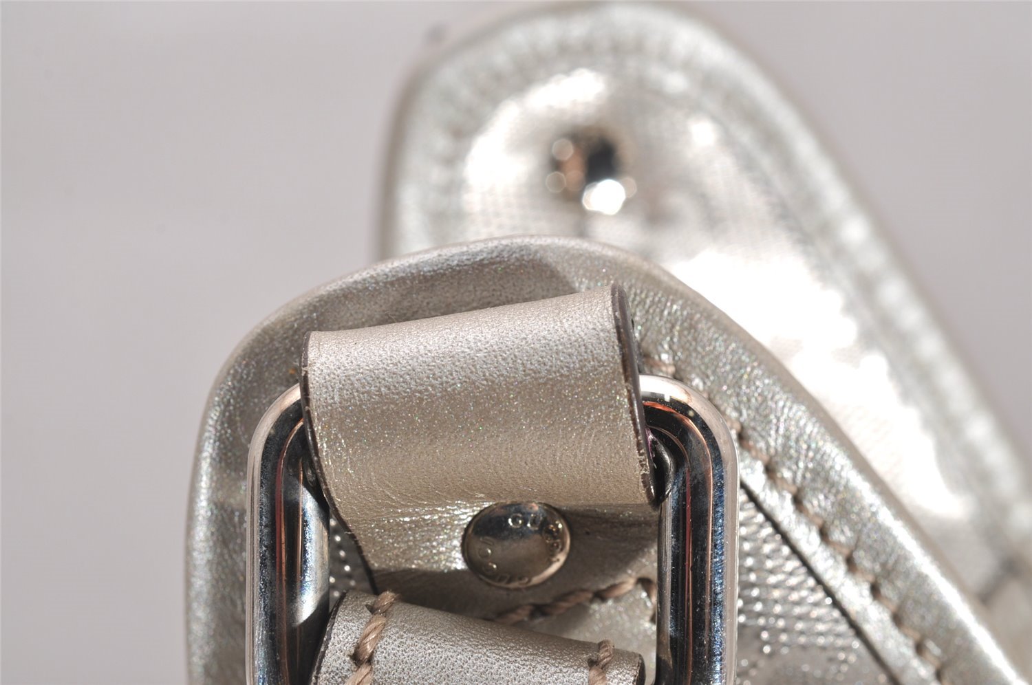 Authentic GUCCI GG Imprime Joy Shoulder Bag GG PVC Leather 203494 Silver 0992J