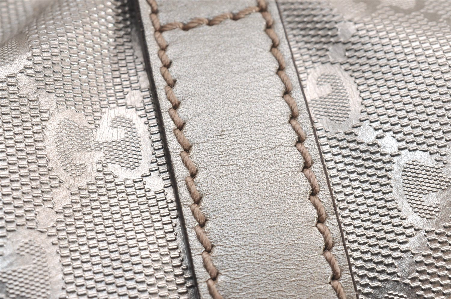 Authentic GUCCI GG Imprime Joy Shoulder Bag GG PVC Leather 203494 Silver 0992J