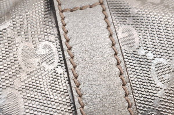 Authentic GUCCI GG Imprime Joy Shoulder Bag GG PVC Leather 203494 Silver 0992J