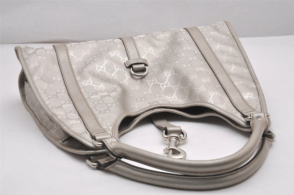 Authentic GUCCI GG Imprime Joy Shoulder Bag GG PVC Leather 203494 Silver 0992J