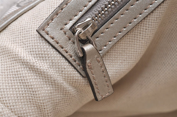 Authentic GUCCI GG Imprime Joy Shoulder Bag GG PVC Leather 203494 Silver 0992J