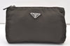 Authentic PRADA Vintage Nylon Leather Pouch Purse Khaki Green 0992K