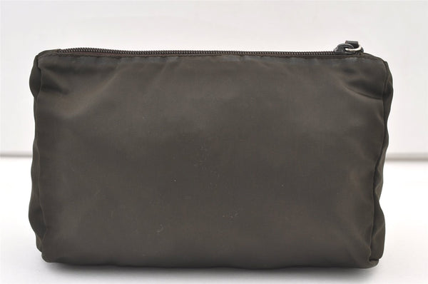 Authentic PRADA Vintage Nylon Leather Pouch Purse Khaki Green 0992K