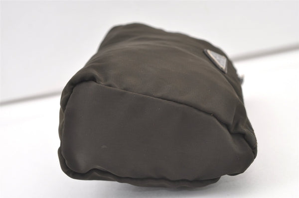Authentic PRADA Vintage Nylon Leather Pouch Purse Khaki Green 0992K