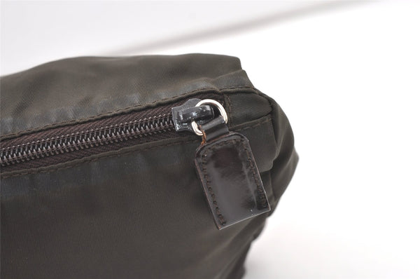 Authentic PRADA Vintage Nylon Leather Pouch Purse Khaki Green 0992K
