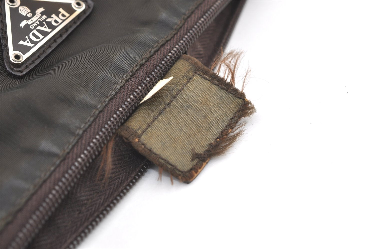 Authentic PRADA Vintage Nylon Leather Pouch Purse Khaki Green 0992K