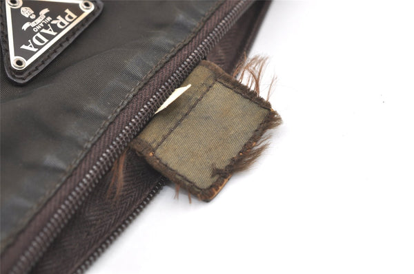 Authentic PRADA Vintage Nylon Leather Pouch Purse Khaki Green 0992K
