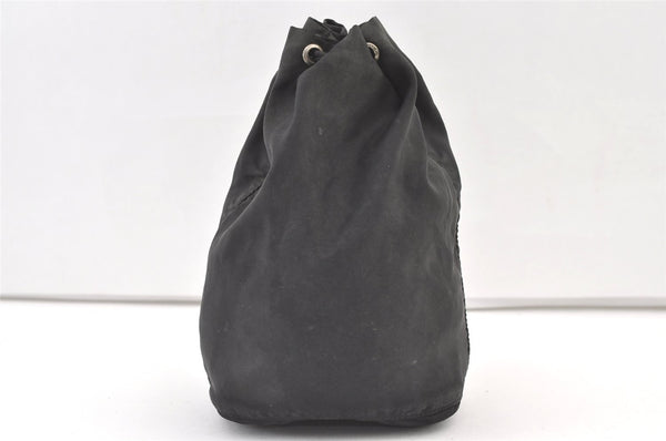 Authentic PRADA Nylon Leather Drawstring Hand Bag Purse Black 0993K