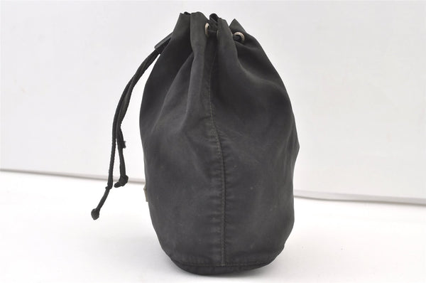 Authentic PRADA Nylon Leather Drawstring Hand Bag Purse Black 0993K