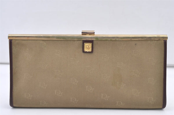 Authentic Christian Dior Clutch Hand Bag Purse Nylon Leather Beige CD 0995K