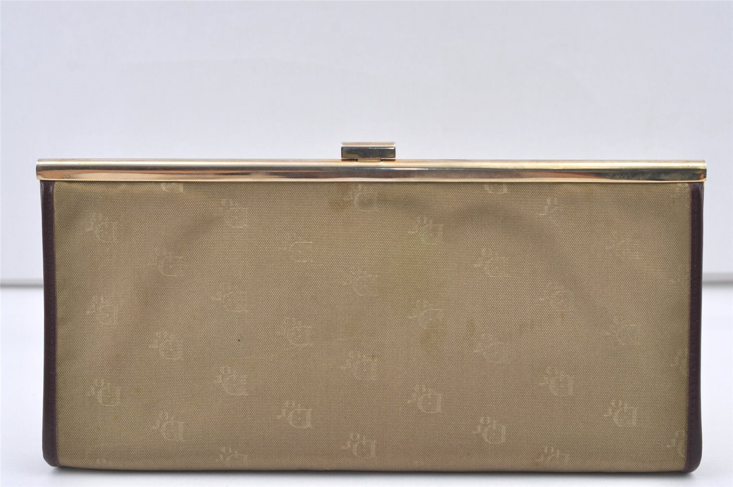 Authentic Christian Dior Clutch Hand Bag Purse Nylon Leather Beige CD 0995K