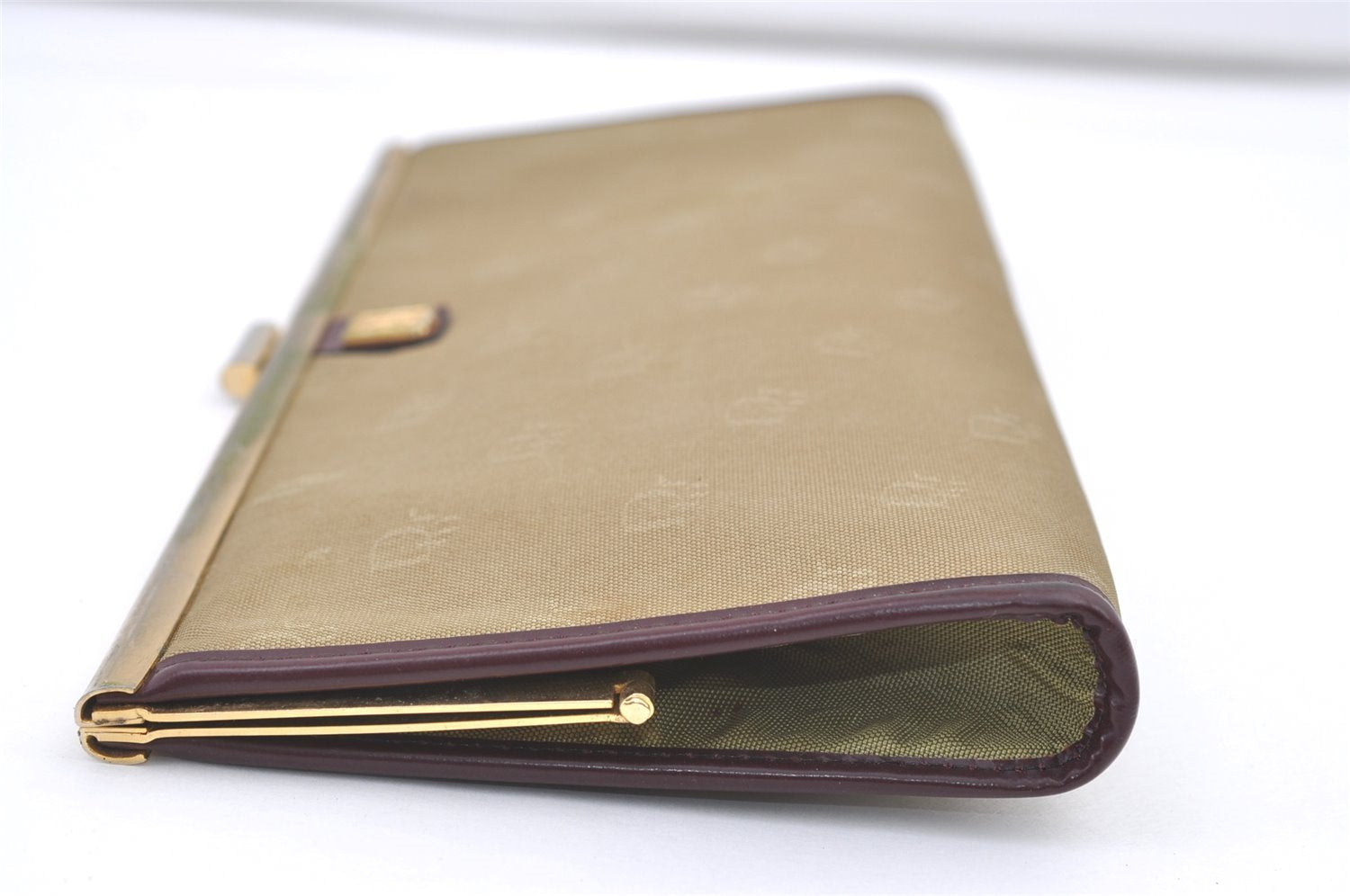 Authentic Christian Dior Clutch Hand Bag Purse Nylon Leather Beige CD 0995K