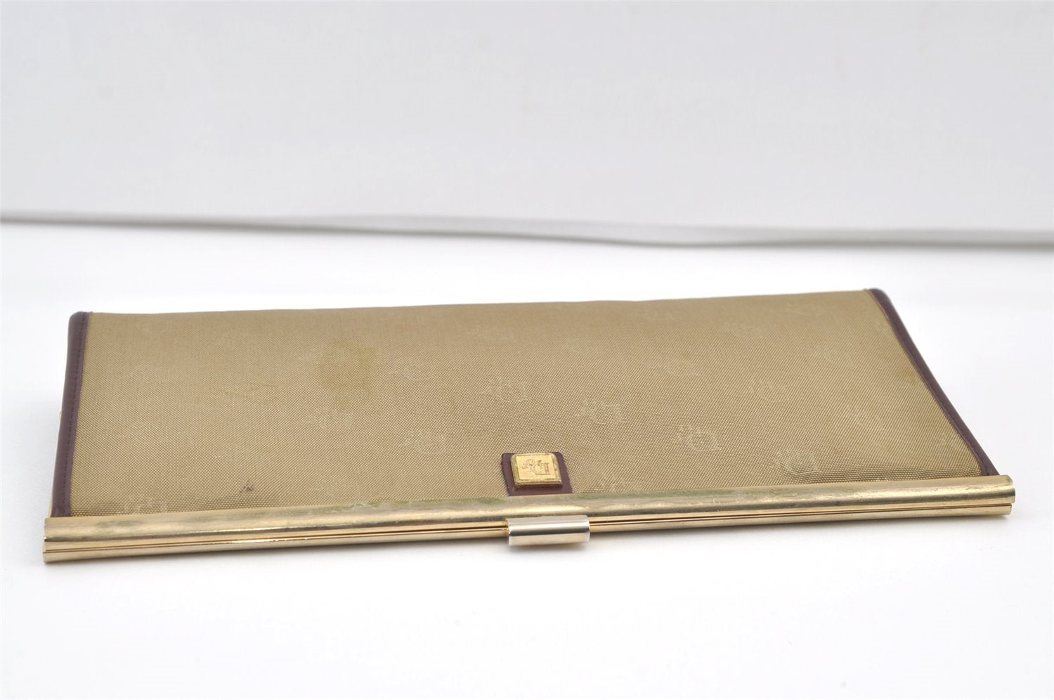 Authentic Christian Dior Clutch Hand Bag Purse Nylon Leather Beige CD 0995K