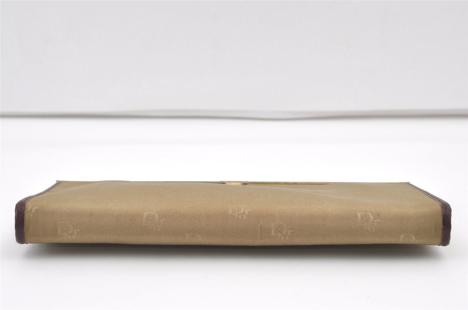 Authentic Christian Dior Clutch Hand Bag Purse Nylon Leather Beige CD 0995K