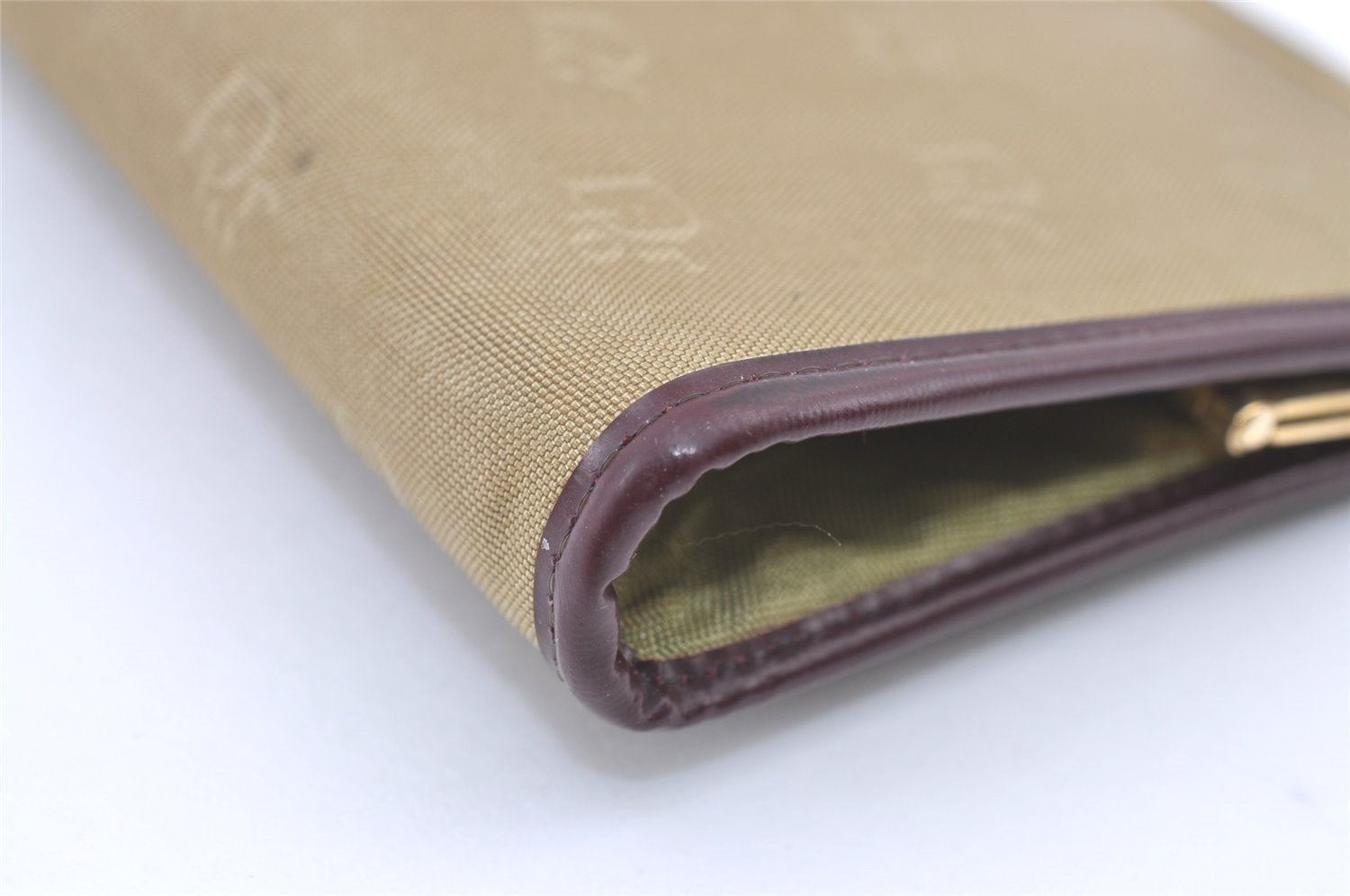Authentic Christian Dior Clutch Hand Bag Purse Nylon Leather Beige CD 0995K