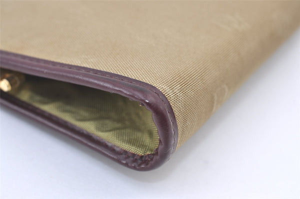 Authentic Christian Dior Clutch Hand Bag Purse Nylon Leather Beige CD 0995K