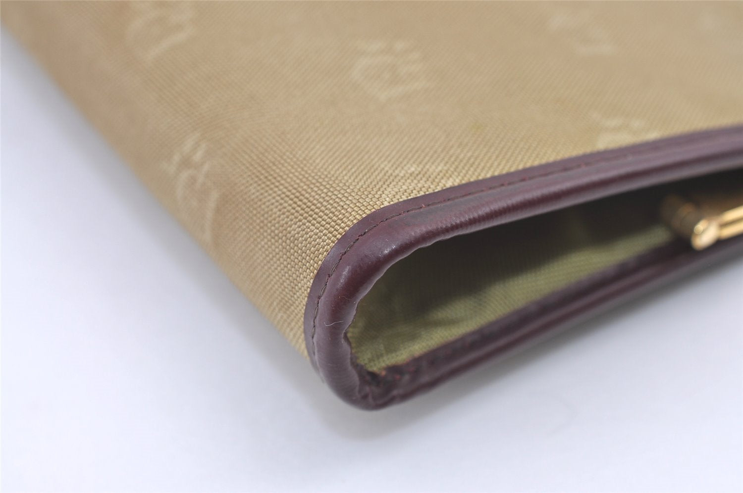 Authentic Christian Dior Clutch Hand Bag Purse Nylon Leather Beige CD 0995K