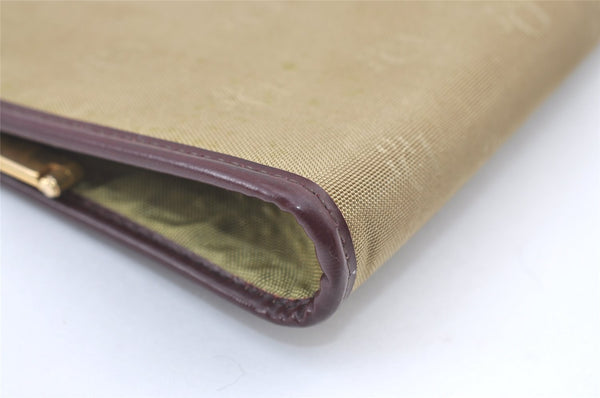 Authentic Christian Dior Clutch Hand Bag Purse Nylon Leather Beige CD 0995K
