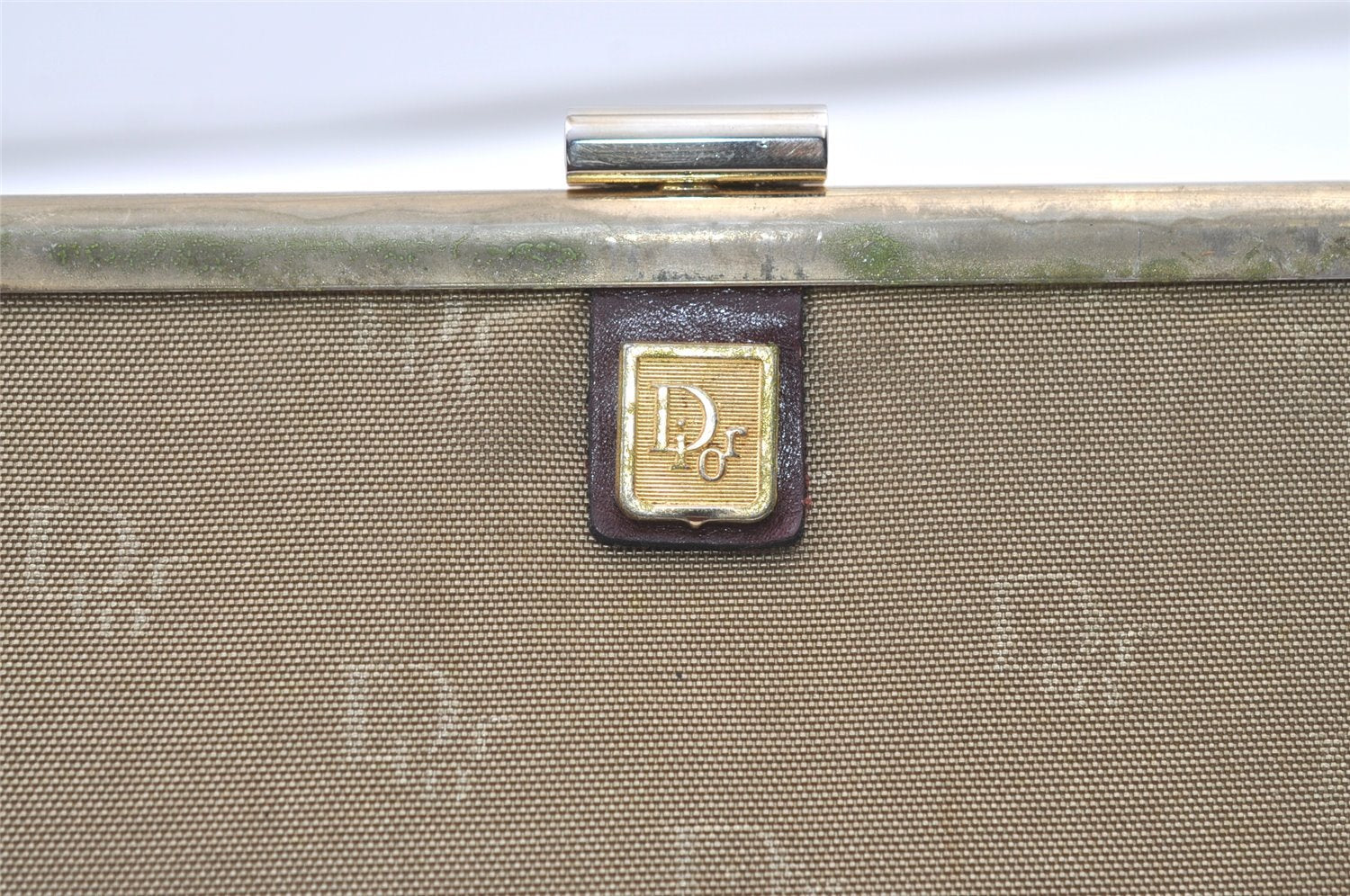 Authentic Christian Dior Clutch Hand Bag Purse Nylon Leather Beige CD 0995K