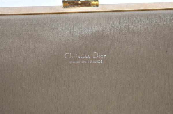 Authentic Christian Dior Clutch Hand Bag Purse Nylon Leather Beige CD 0995K