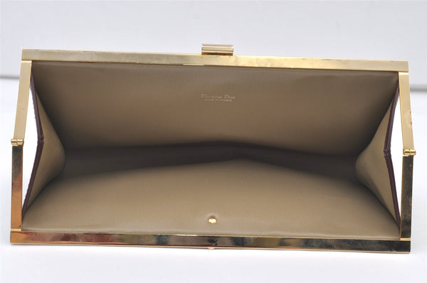 Authentic Christian Dior Clutch Hand Bag Purse Nylon Leather Beige CD 0995K