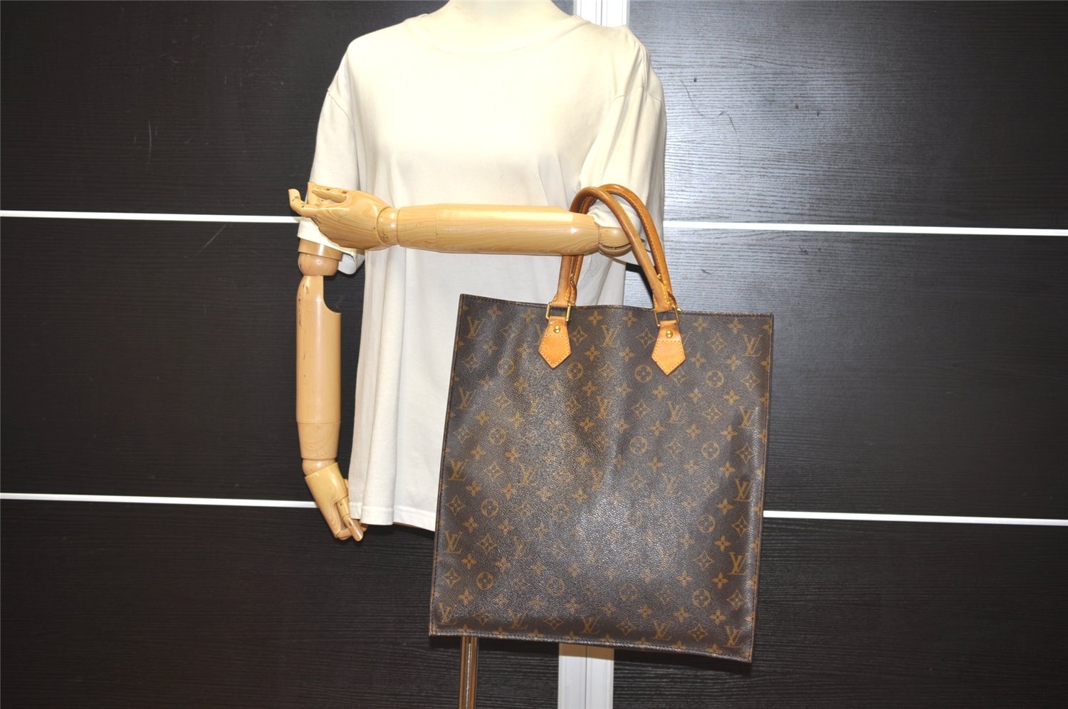 Authentic Louis Vuitton Monogram Sac Plat Hand Tote Bag M51140 LV 0996I