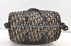 Authentic Christian Dior Trotter Hand Boston Bag Canvas Leather Blue 0997K