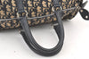 Authentic Christian Dior Trotter Hand Boston Bag Canvas Leather Blue 0997K
