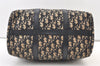 Authentic Christian Dior Trotter Hand Boston Bag Canvas Leather Blue 0997K